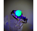 SS - 1ct ☢ Goth vibes - Rare vintage green opal UG glass - Sterling 💍 