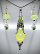16tcw ☢ Art Deco inspired, vintage UG glass Dragon Necklace and earrings set - Private collection - thumbnail 1