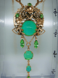RTS ☢ Stunning Art Nouveau inspired, vintage Green opal UG glass Set- 14k gold-plated  - Costume - thumbnail 5