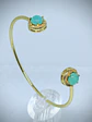 Contemporary, Gold-plated  Green Opal Uranium glass and CZ bracelet -      #Bb056 - thumbnail 1