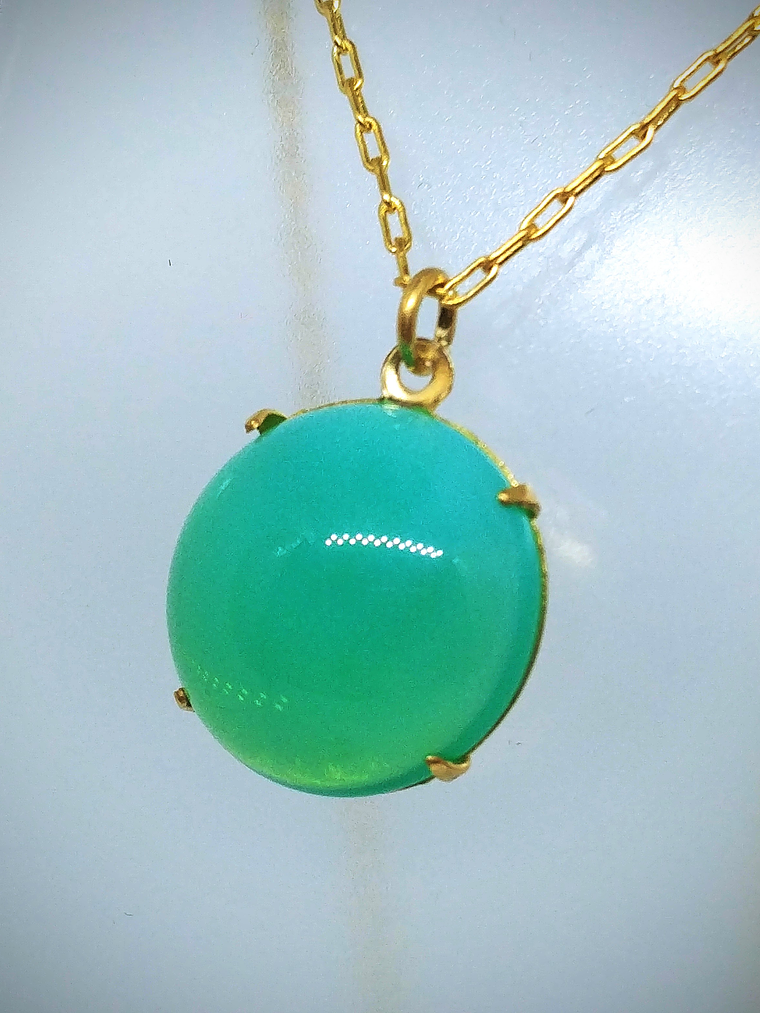 24tcw ☢ Vintage green Opaline UG glass Necklace, earrings, ring and bracelet Set - Costume 5