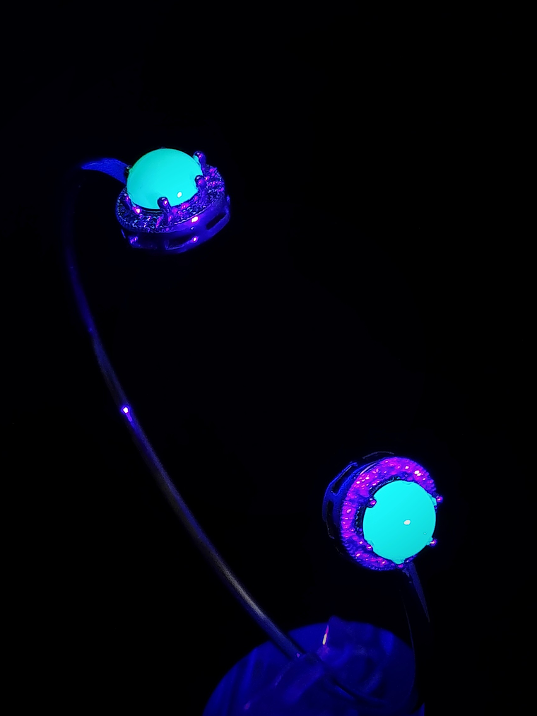 24tcw ☢ Vintage green Opaline UG glass Necklace, earrings, ring and bracelet Set - Costume 8