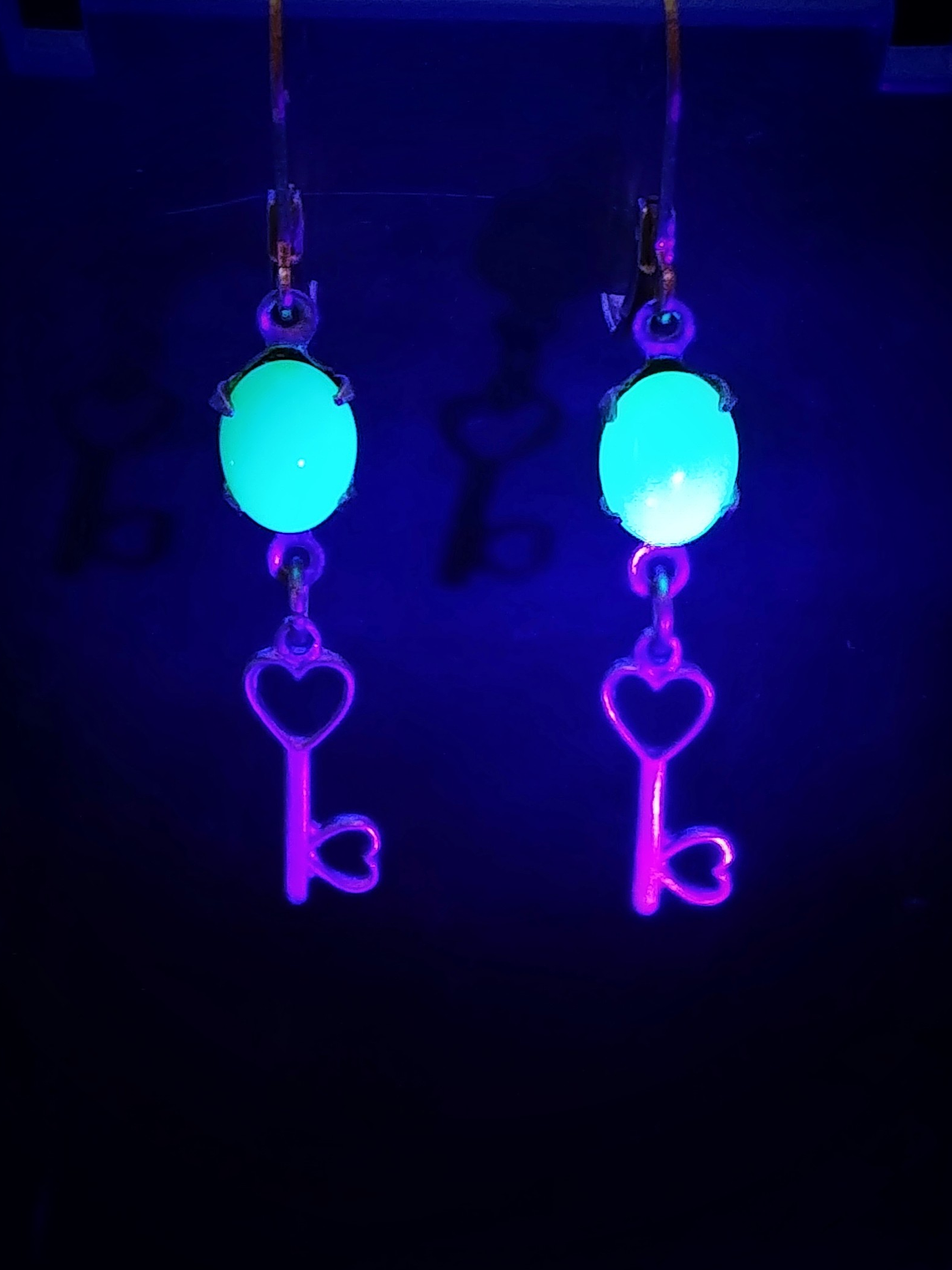 24tcw ☢ Vintage green Opaline UG glass Necklace, earrings, ring and bracelet Set - Costume 13