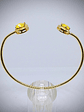 CJ - 3.5tcw ☢ vintage Yellow Opal UG glass, 14k yellow gold-plated open cuff bracelet - Costume  - thumbnail 2
