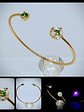 CJ - .7tcw ☢ vintage Peridot green UG glass, 14k yellow gold-plated open cuff bracelet - Costume - thumbnail 6