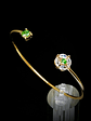 CJ - .7tcw ☢ vintage Peridot green UG glass, 14k yellow gold-plated open cuff bracelet - Costume - thumbnail 4