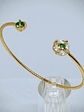 CJ - .7tcw ☢ vintage Peridot green UG glass, 14k yellow gold-plated open cuff bracelet - Costume - thumbnail 1