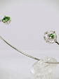 CJ - .9tcw ☢ vintage Peridot green UG glass, 14k white-gold plated open cuff bracelet - Costume - thumbnail 1