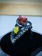 ☢ Octopus tentacles, skull and vintage PINK UG glass ring - Sterling  - thumbnail 5