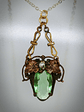 RTS - 9ct ☢ Arts & crafts style Grape Leaves, vintage UG glass Necklace - Costume  - thumbnail 3