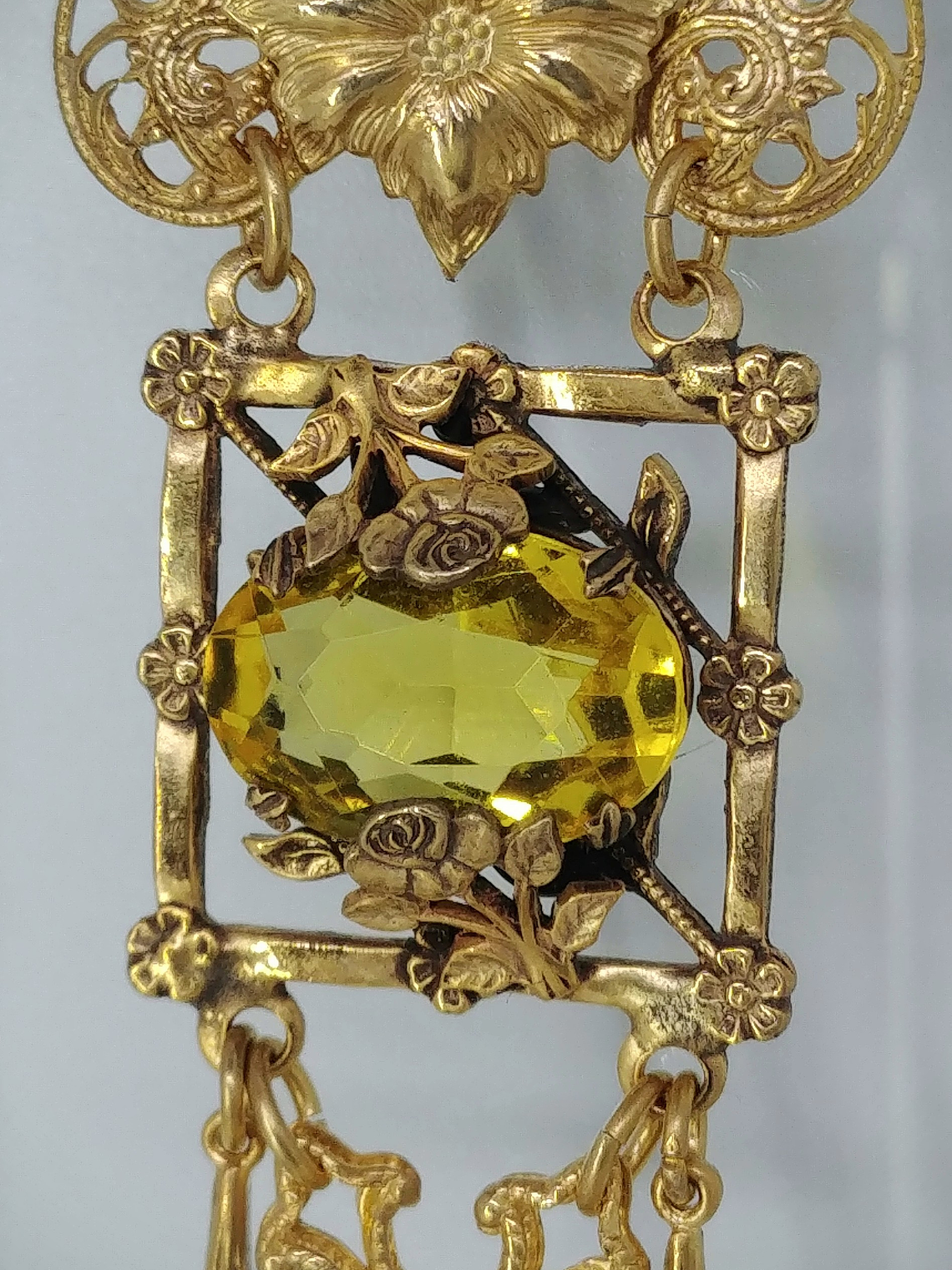 RTS ☢ Victorian/Czech style UG topaz glass set. Necklace/earrings/bracelet - Costume  2