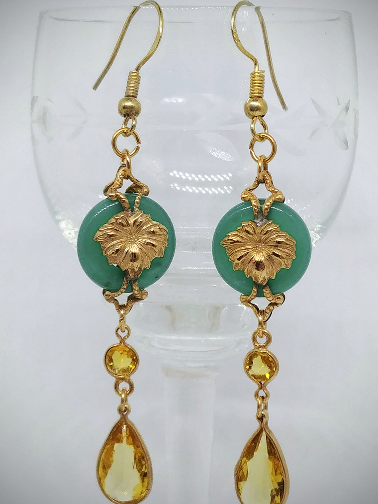 RTS ☢ Victorian/Czech style UG topaz glass set. Necklace/earrings/bracelet - Costume  4