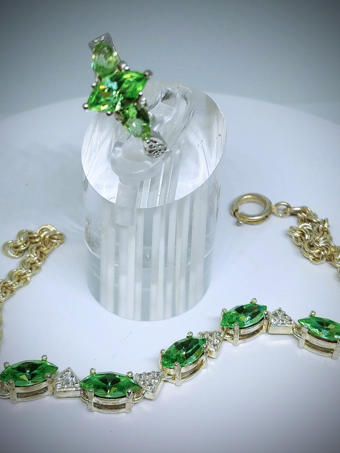 RTS ☢ Whimsical Butterfly and Dragonfly vintage UG glass Set, Necklace/earrings/bracelet/ring - Costume 6