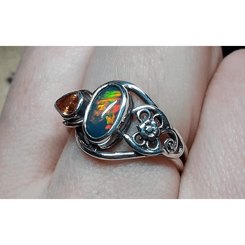 Sterling and 14k gold Black opal ring - SOLD Private collection