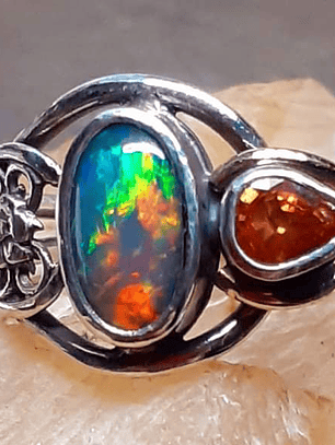 MTO - Sterling and 14k gold Black opal ring - Private collection