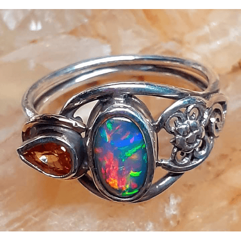 Sterling and 14k gold Black opal ring - SOLD Private collection