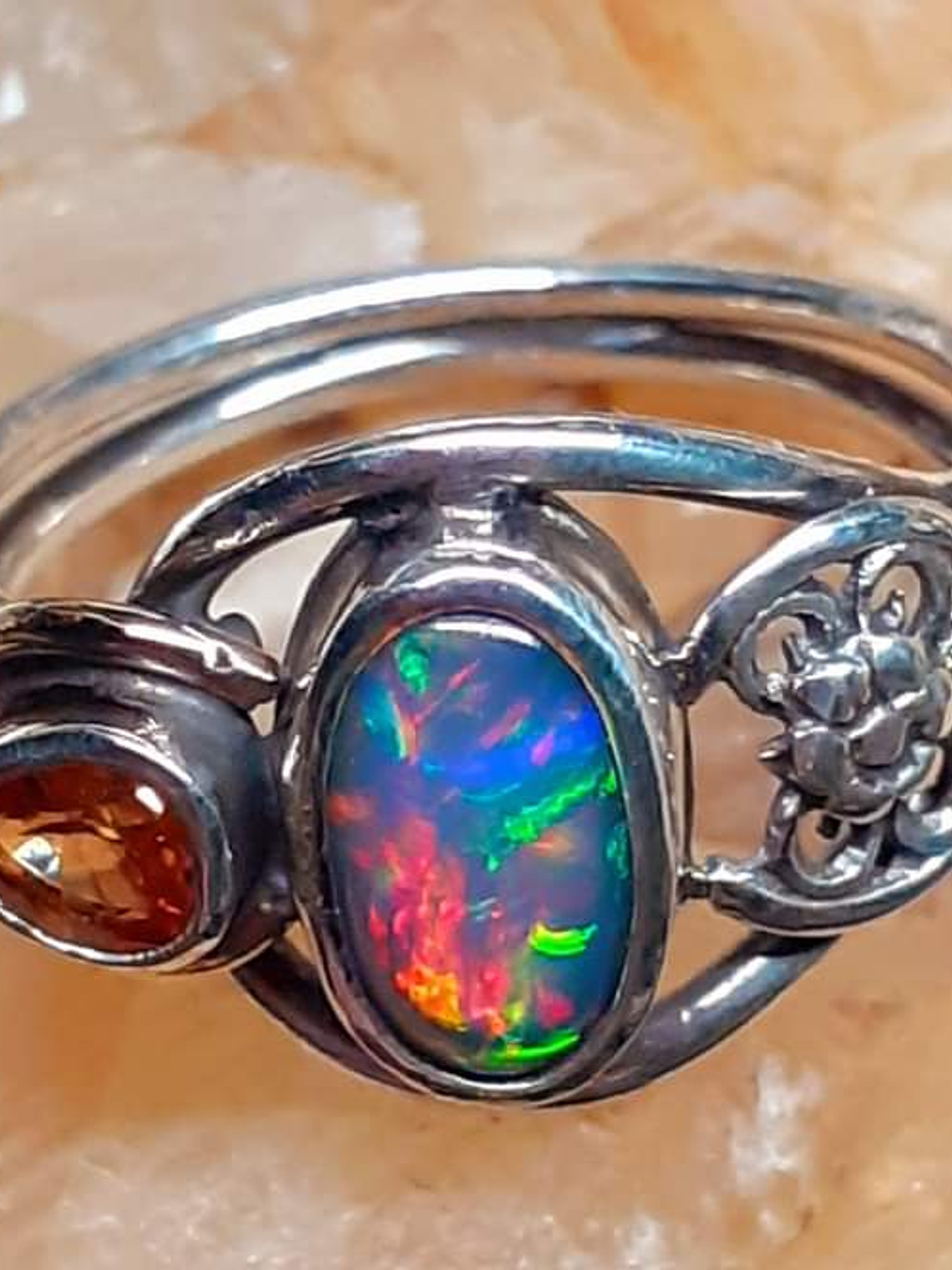 MTO - Sterling and 14k gold Black opal ring 4
