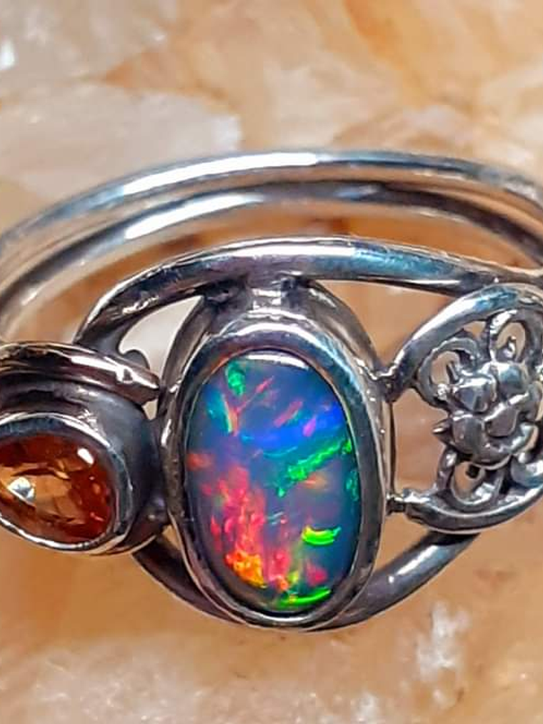 MTO - Sterling and 14k gold Black opal ring 4
