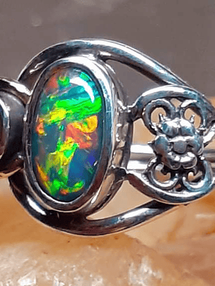 MTO - Sterling and 14k gold Black opal ring - Private collection