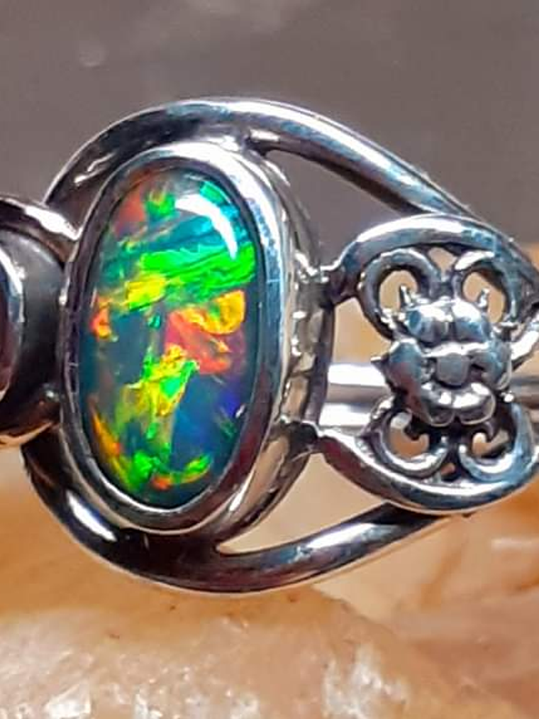 MTO - Sterling and 14k gold Black opal ring 1