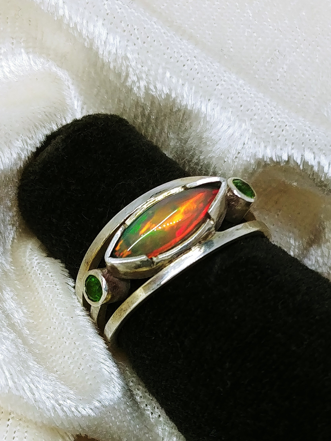 MTO - Opal and Chrome diopside sterling silver ring - Sterling 1