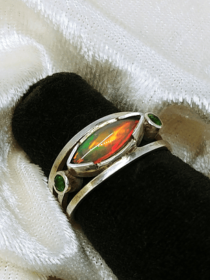 MTO - Opal and Chrome diopside sterling silver ring - Sterling