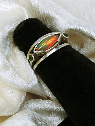 MTO - Opal and Chrome diopside sterling silver ring - Sterling
