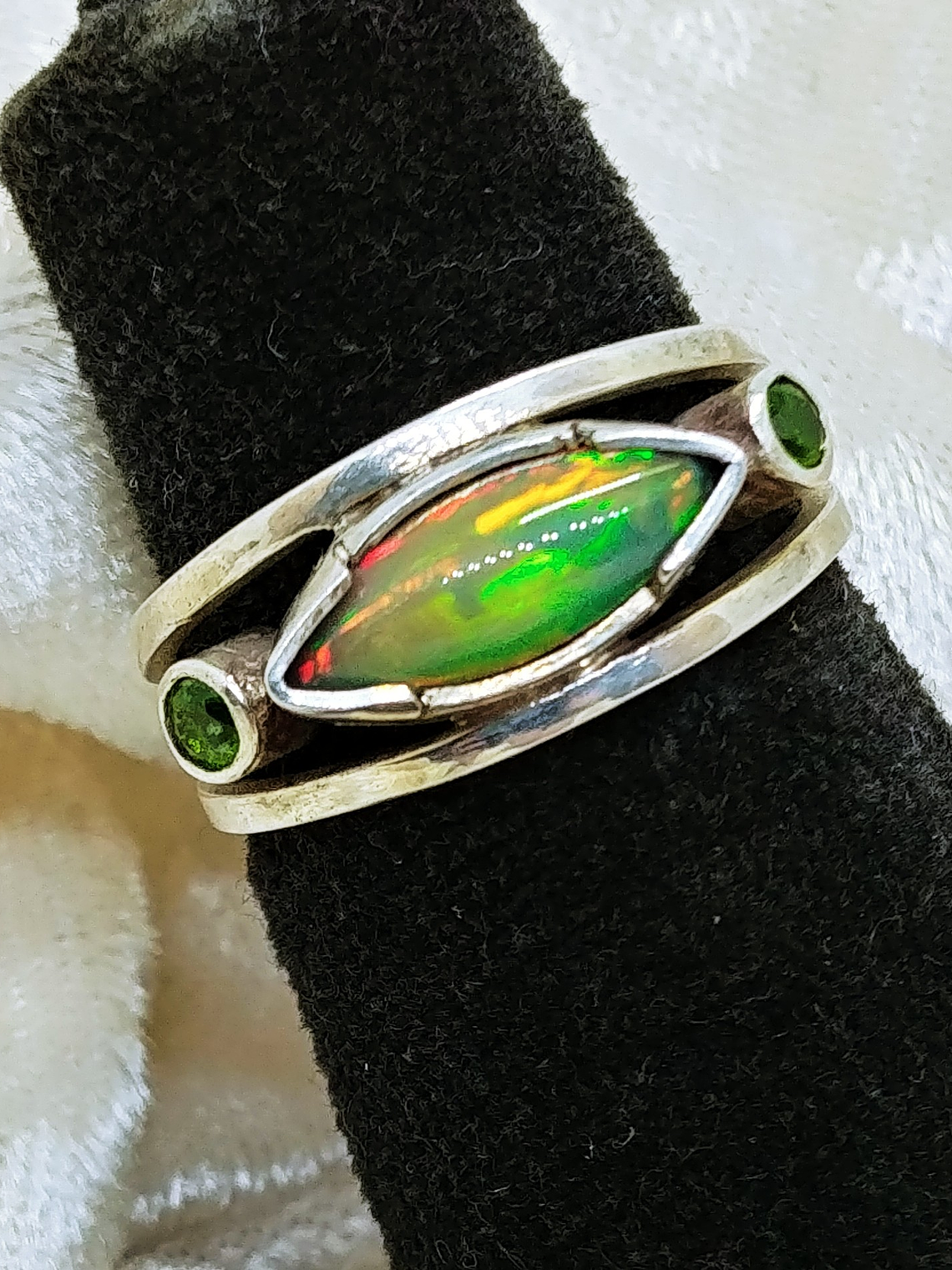 MTO - Opal and Chrome diopside sterling silver ring - Sterling 5