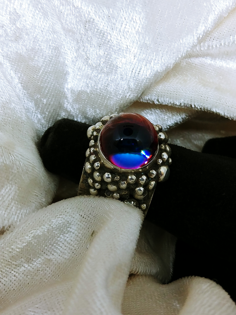 MTO - Rainbow fire,  All Seeing Crystal Ball/sphere ring - Sterling 5