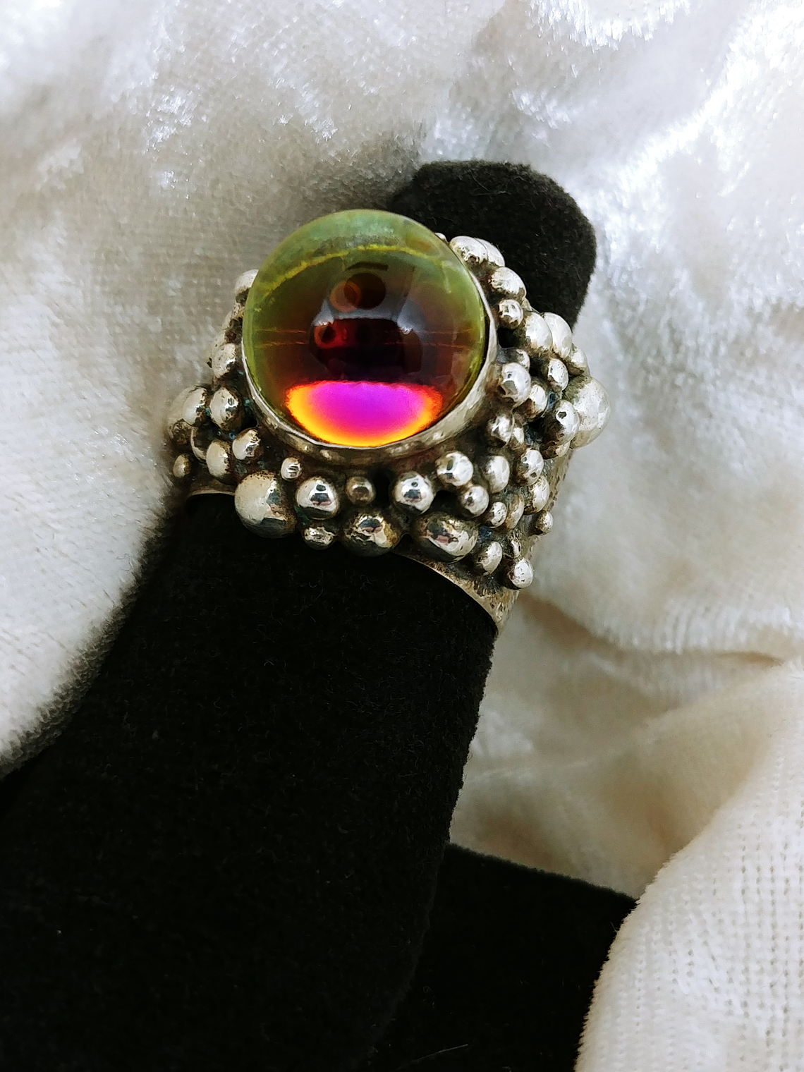 MTO - Rainbow fire,  All Seeing Crystal Ball/sphere ring - Sterling 1