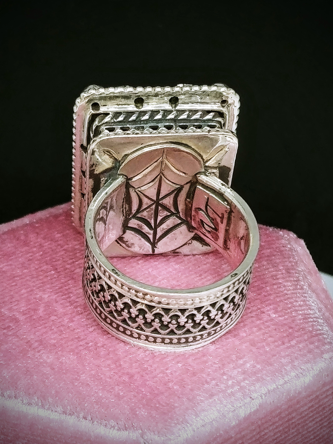 Stunning gothic Ametrine and Chrome diopside statement ring - size 8 - Sterling 4