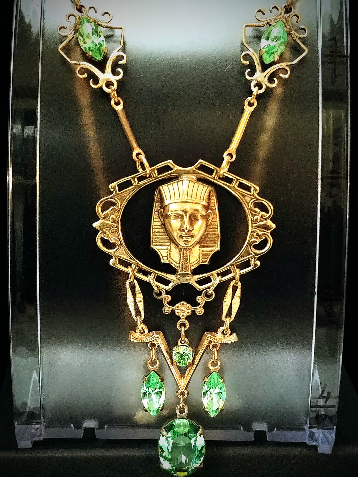 Gold plated Brass - Fabulous Art Deco inspired Egyptian revival UG glass set 3