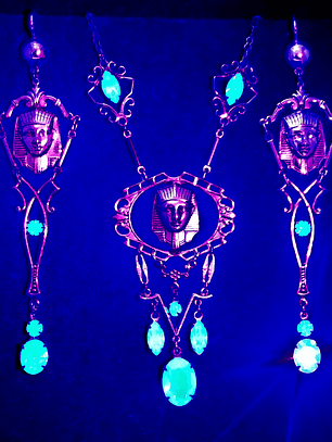 Gold plated Brass - Fabulous Art Deco inspired Egyptian revival UG glass set