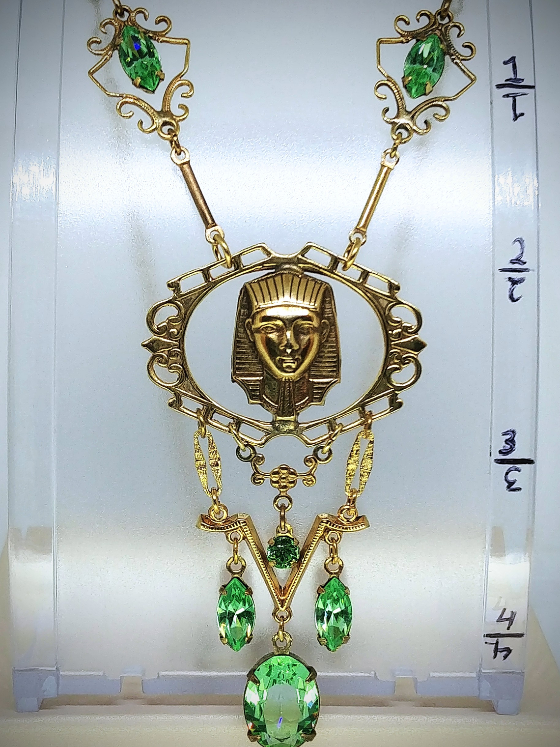 Gold plated Brass - Fabulous Art Deco inspired Egyptian revival UG glass set 5