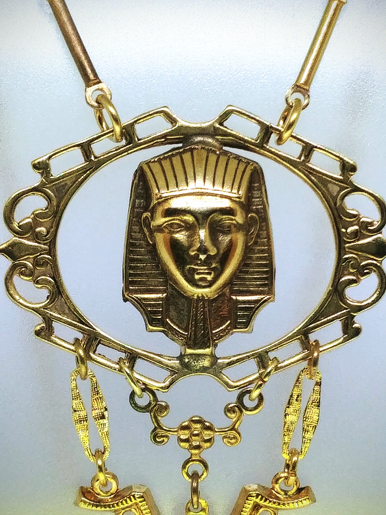 Gold plated Brass - Fabulous Art Deco inspired Egyptian revival UG glass set 6