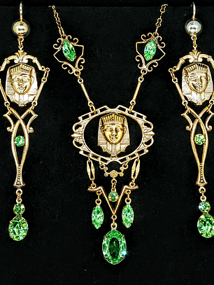 Gold plated Brass - Fabulous Art Deco inspired Egyptian revival UG glass set