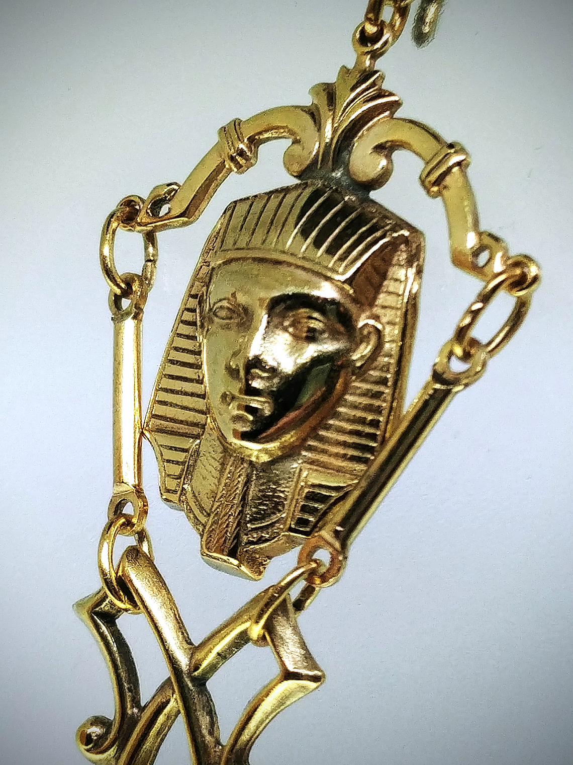 Gold plated Brass - Fabulous Art Deco inspired Egyptian revival UG glass set 11