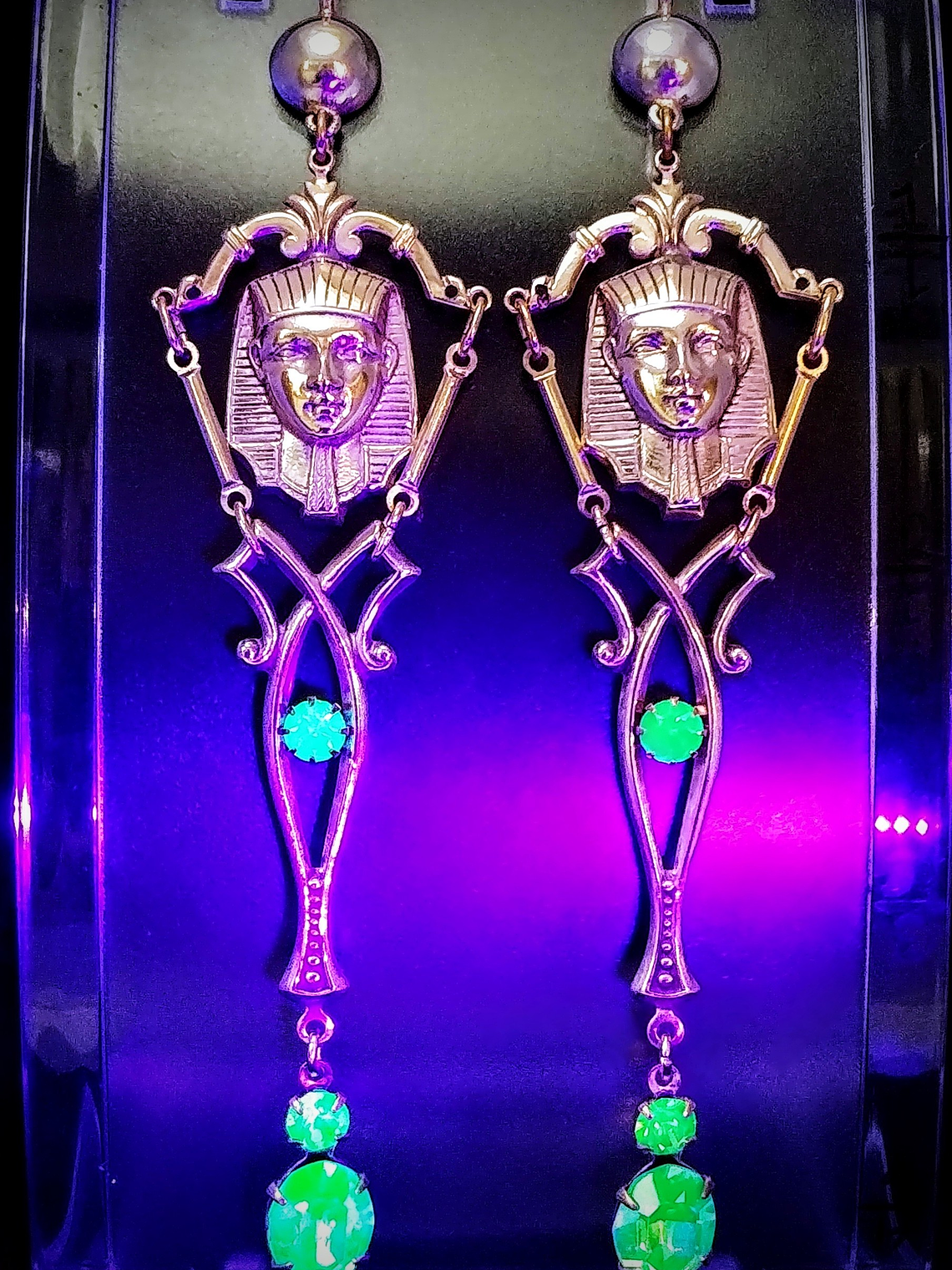 Gold plated Brass - Fabulous Art Deco inspired Egyptian revival UG glass set 12