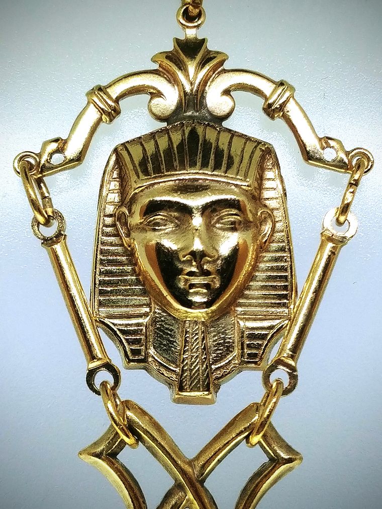 Gold plated Brass - Fabulous Art Deco inspired Egyptian revival UG glass set 13