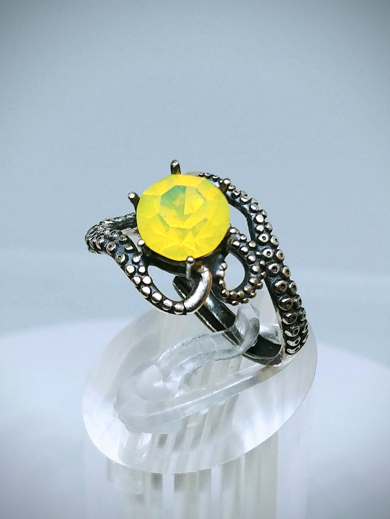 ☢ vintage UV glass, Octopus tentacle, Yellow or Green UG - Sterling -  Private collection 1