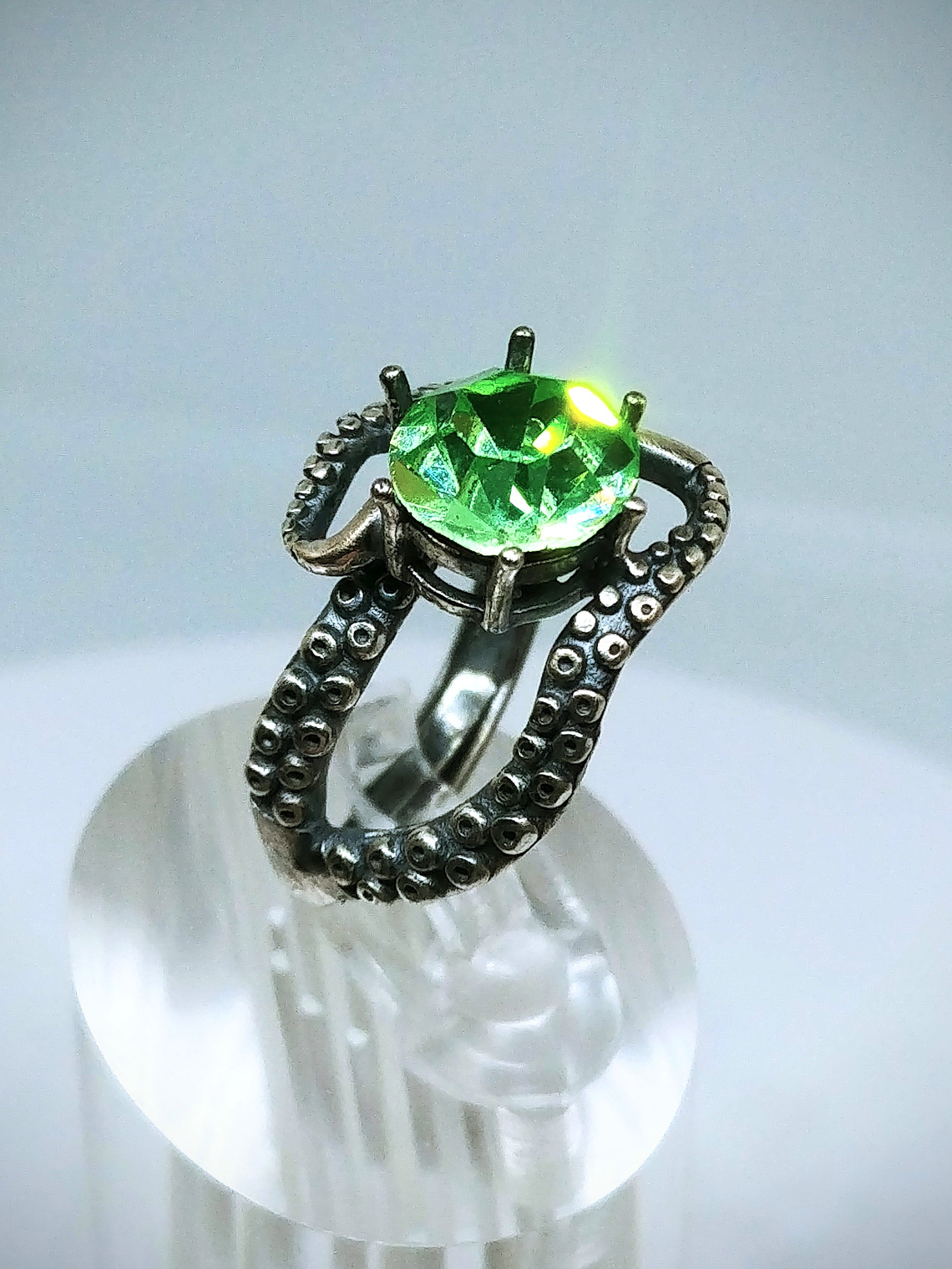 ☢ vintage UV glass, Octopus tentacle, Yellow or Green UG - Sterling -  Private collection 4