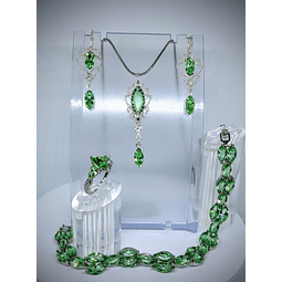 55.5tcw ☢ Art Deco inspired, vintage UG glass Necklace and earrings set - Costume - Video ⏯