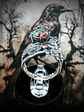 ☢ Momento Mori, Rare Tourmaline UG glass, Rose and skull ring - Private collection - thumbnail 5