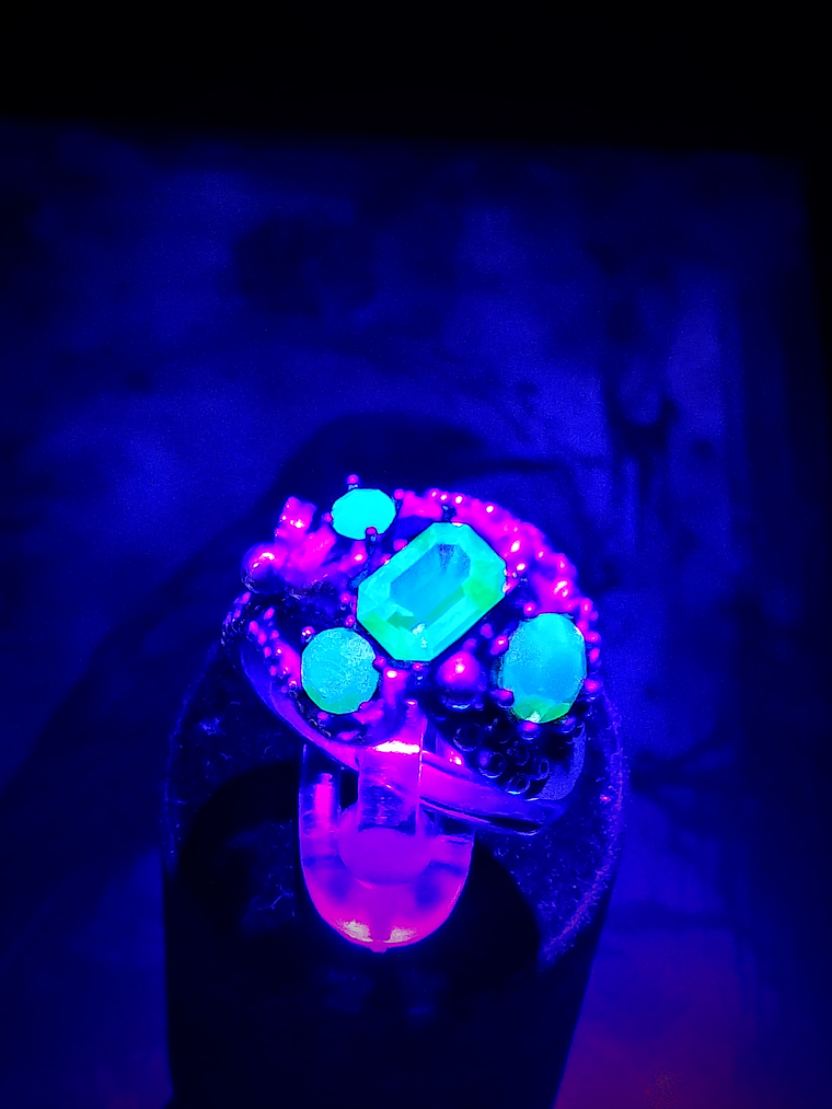 2.7tcw ☢ Octopus tentacles Yellow opal & Green UG glass ring - Sterling 💍 - Private collection 5