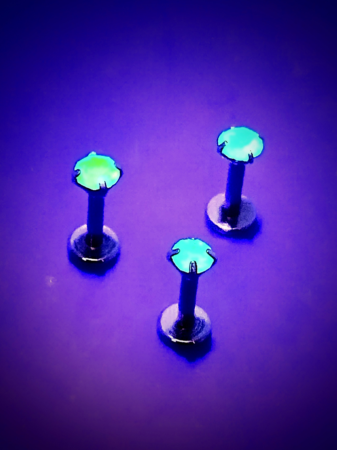 Piercing ☢ 6mm internally threaded Uranium glass posts - Labret, targus, medusa, Monroe  Pink/Green/Vaseline 5