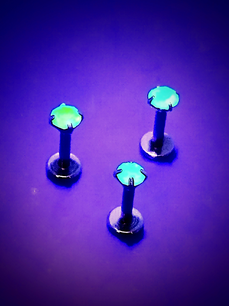 Piercing ☢ 6mm internally threaded Uranium glass posts - Labret, targus, medusa, Monroe  Pink/Green/Vaseline 5