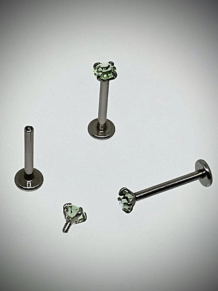 Piercing ☢ 10mm internally threaded Uranium glass posts - Labret, targus, medusa, Monroe﻿ - Pink/Green/Vaseline 2