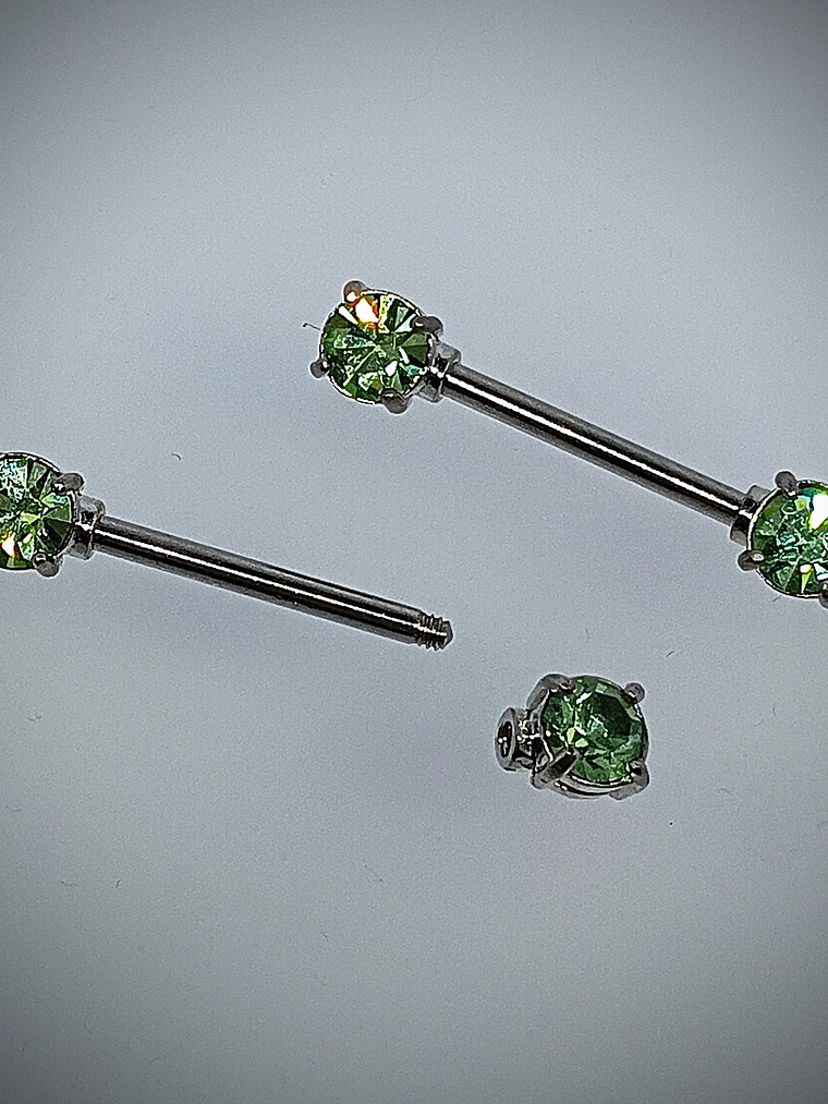 Piercing ☢ Uranium glass Nipple bars - barbell Pair 1