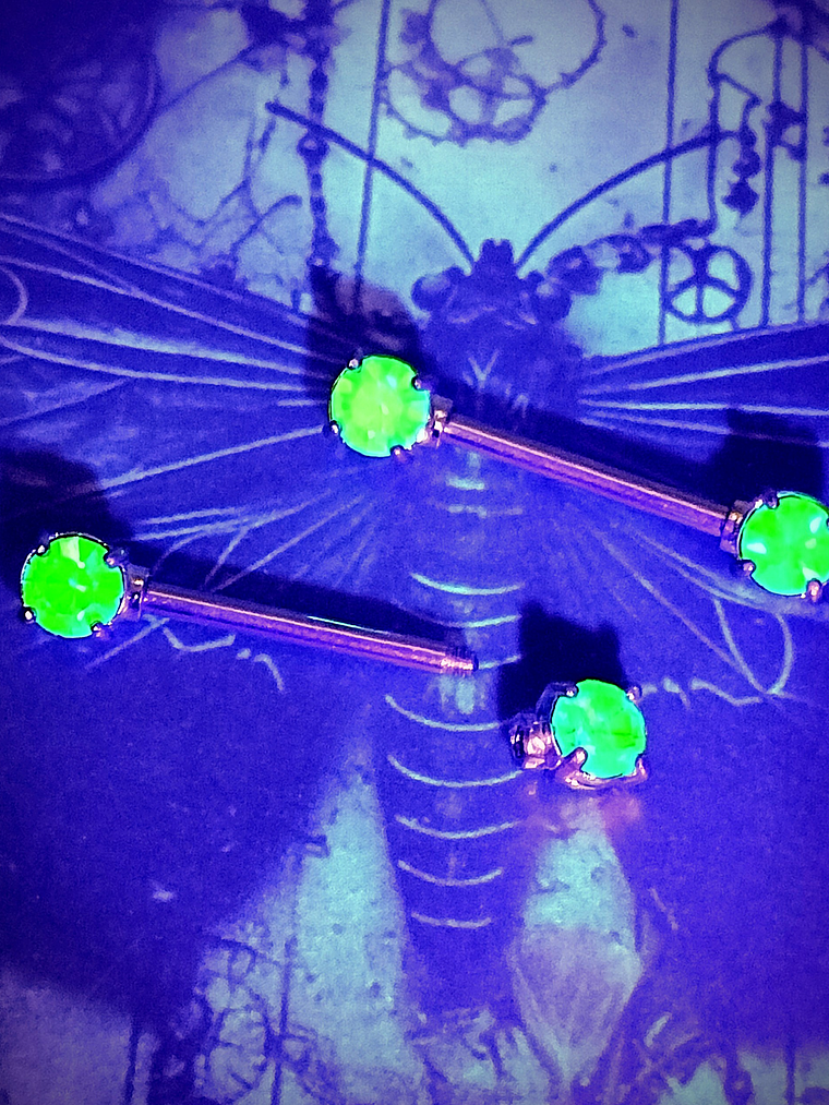 Piercing ☢ Uranium glass Nipple bars - barbell Pair 3