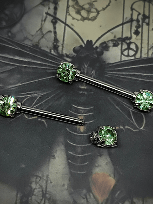 Piercing ☢ Uranium glass Nipple bars - barbell Pair